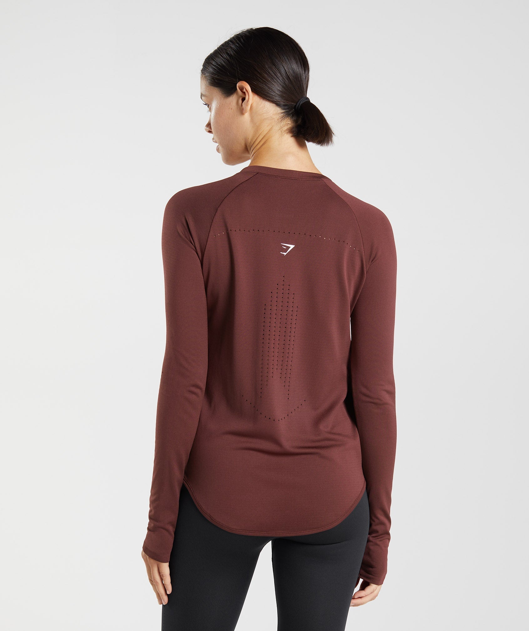 Burgundy Women's Gymshark Sweat Seamless Long Sleeve Tops | AXSEIV-851