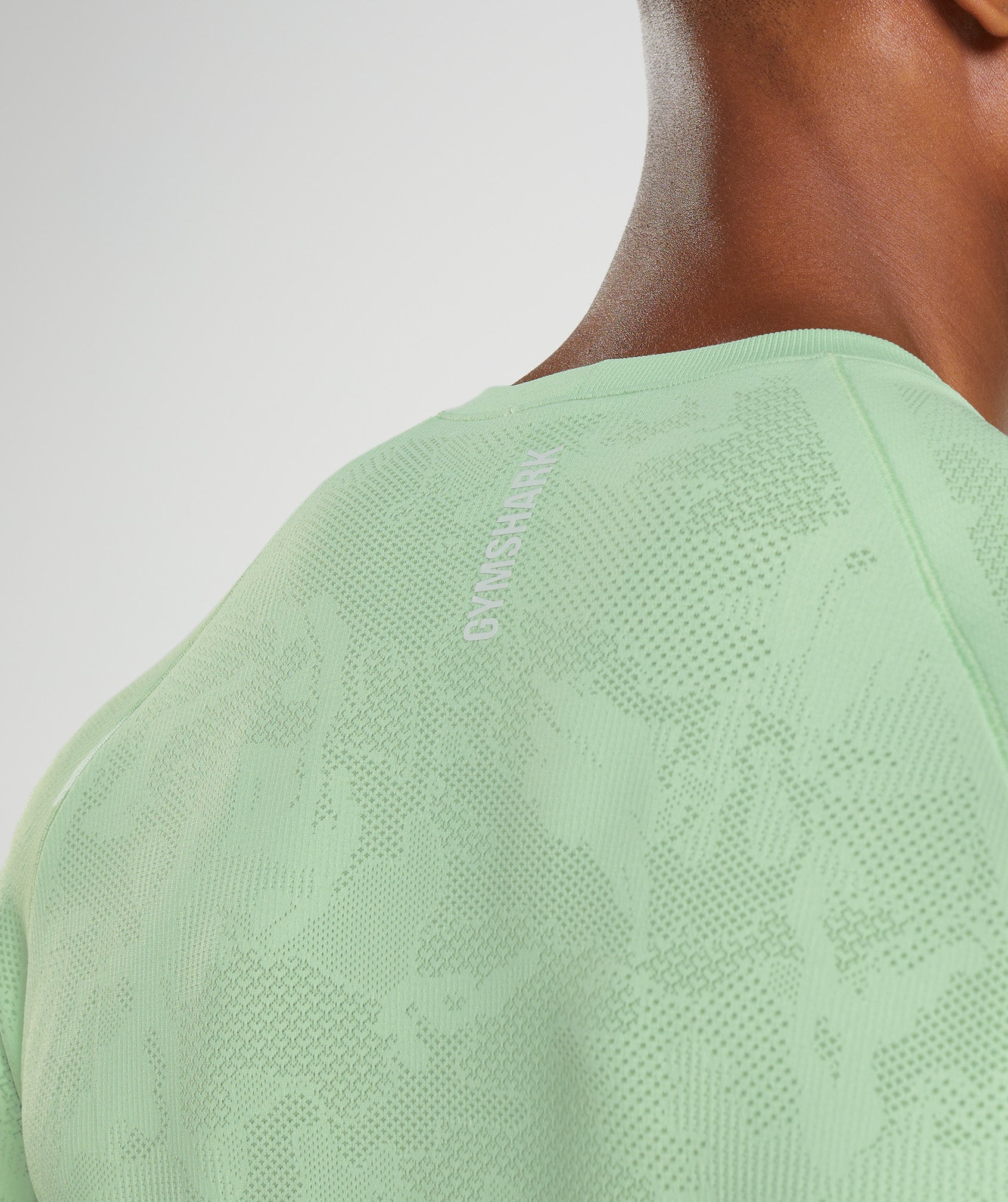 Green / Green Men's Gymshark Geo Seamless Long Sleeve T Shirts | JIBPLG-645