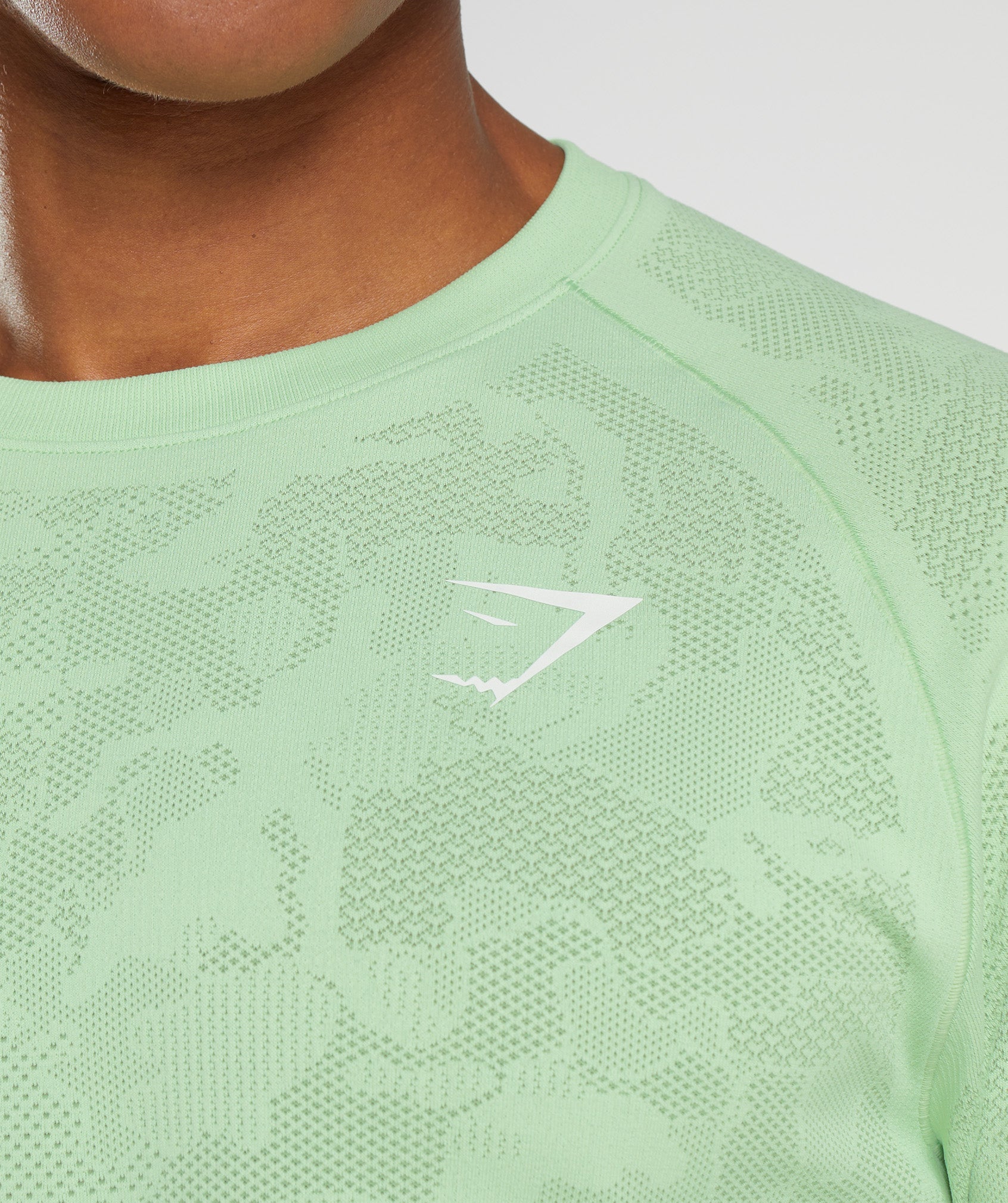 Green / Green Men's Gymshark Geo Seamless Long Sleeve T Shirts | JIBPLG-645